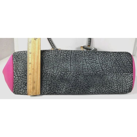 African Lily Pink and Gray Leather Tote Bag - Picture 13 of 16